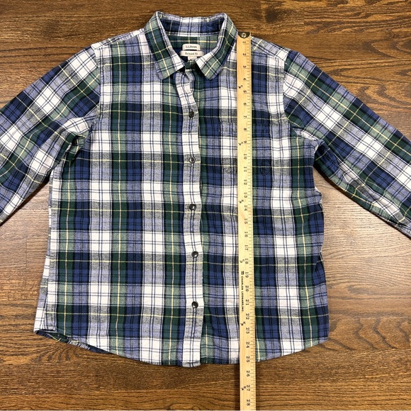 LL Bean Shirt Womens Large Green Blue Plaid Relaxed Fit Flannel Button Front - Picture 5 of 7